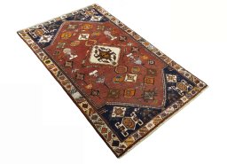 Close-up detail of 2000s Persian Gabbeh rug from Iran / Persia showing Wool weave