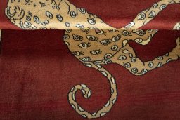 Full view of 2000s Persian Gabbeh rug from Iran / Persia, 142 × 104 cm in Red tones