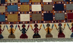 Central medallion detail of 2000s Persian Gabbeh rug from Iran / Persia