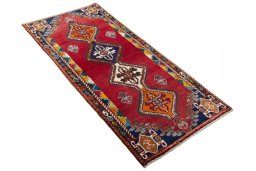 Close-up detail of 2000s Persian Gabbeh rug from Iran / Persia showing Wool weave
