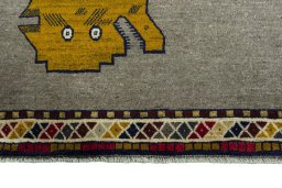 Central medallion detail of 2000s Persian Gabbeh rug from Iran / Persia