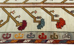 Close-up detail of 2000s Persian Gabbeh rug from Iran / Persia showing Wool weave