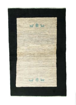 Full view of New Persian Gabbeh rug from Iran / Persia, 160 × 104 cm in Beige tones