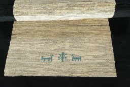 Full view of New Persian Gabbeh rug from Iran / Persia, 160 × 104 cm in Beige tones