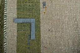Close-up detail of New Persian Gabbeh rug from Iran / Persia showing Wool weave