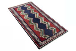 Close-up detail of 2000s Persian Gabbeh rug from Iran / Persia showing Wool weave