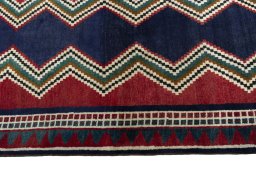 Close-up detail of 2000s Persian Gabbeh rug from Iran / Persia showing Wool weave