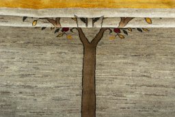 Full view of New Persian Gabbeh rug from Iran / Persia, 240 × 172 cm in Beige tones