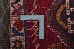 Close-up detail of 2000s Persian Gabbeh rug from Iran / Persia showing Wool weave