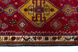 Close-up detail of 2000s Persian Gabbeh rug from Iran / Persia showing Wool weave