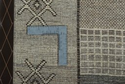 Close-up detail of 2000s Persian Gabbeh rug from Iran / Persia showing Wool weave