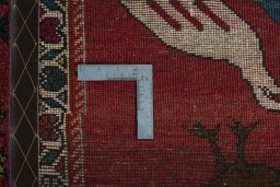 Close-up detail of 2000s Persian Gabbeh rug from Iran / Persia showing Wool weave