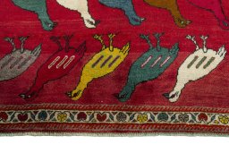 Central medallion detail of 2000s Persian Gabbeh rug from Iran / Persia