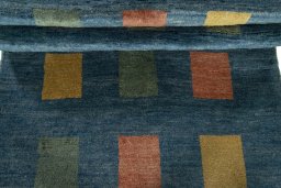 Full view of 2000s Persian Gabbeh rug from Iran / Persia, 190 × 115 cm in Blue tones