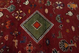 Central medallion detail of 2000s Persian Gabbeh rug from Iran / Persia