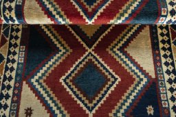 Full view of 2000s Persian Gabbeh rug from Iran / Persia, 192 × 101 cm in Multi Color tones