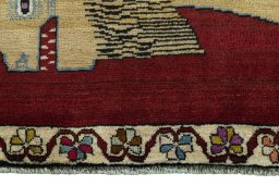 Central medallion detail of 2000s Persian Gabbeh rug from Iran / Persia