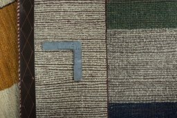 Full view of 2000s Persian Gabbeh rug from Iran / Persia, 206 × 151 cm in Multi Color tones