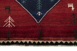 Central medallion detail of 2000s Persian Gabbeh rug from Iran / Persia