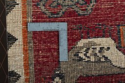 Close-up detail of 2000s Persian Gabbeh rug from Iran / Persia showing Wool weave