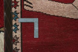 Close-up detail of 2000s Persian Gabbeh rug from Iran / Persia showing Wool weave