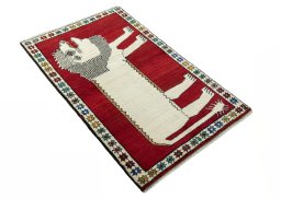 Close-up detail of 2000s Persian Gabbeh rug from Iran / Persia showing Wool weave