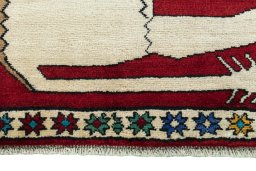 Central medallion detail of 2000s Persian Gabbeh rug from Iran / Persia