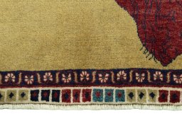 Central medallion detail of 2000s Persian Gabbeh rug from Iran / Persia