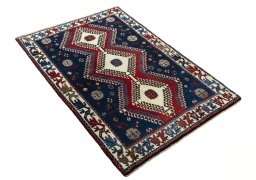 Close-up detail of 2000s Persian Gabbeh rug from Iran / Persia showing Wool weave