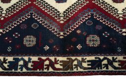 Close-up detail of 2000s Persian Gabbeh rug from Iran / Persia showing Wool weave