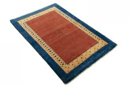 Close-up detail of 2000s Persian Gabbeh rug from Iran / Persia showing Wool weave