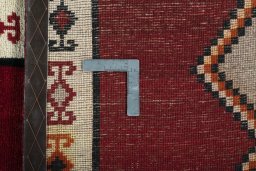 Close-up detail of 2000s Persian Gabbeh rug from Iran / Persia showing Wool weave