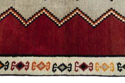 Close-up detail of 2000s Persian Gabbeh rug from Iran / Persia showing Wool weave