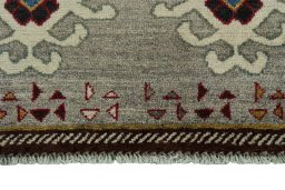 Central medallion detail of 2000s Persian Gabbeh rug from Iran / Persia