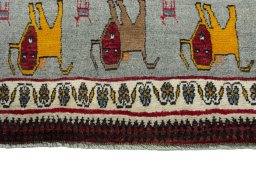 Central medallion detail of 2000s Persian Gabbeh rug from Iran / Persia
