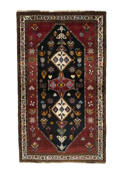 Full view of 2000s Persian Gabbeh rug from Iran / Persia, 188 × 113 cm in Gray tones