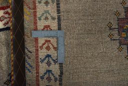 Close-up detail of 2000s Persian Gabbeh rug from Iran / Persia showing Wool weave