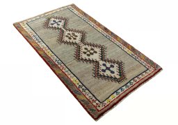 Close-up detail of 2000s Persian Gabbeh rug from Iran / Persia showing Wool weave