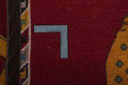 Close-up detail of 2000s Persian Gabbeh rug from Iran / Persia showing Wool weave