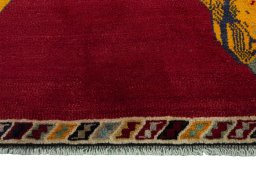 Central medallion detail of 2000s Persian Gabbeh rug from Iran / Persia