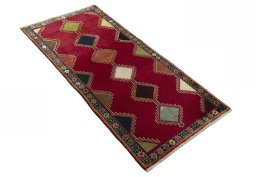 Close-up detail of 2000s Persian Gabbeh rug from Iran / Persia showing Wool weave