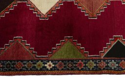 Close-up detail of 2000s Persian Gabbeh rug from Iran / Persia showing Wool weave