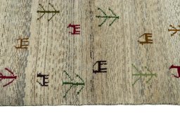 Close-up detail of 2000s Persian Gabbeh rug from Iran / Persia showing Wool weave