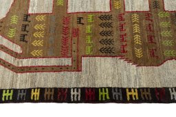 Close-up detail of 2000s Persian Gabbeh rug from Iran / Persia showing Wool weave