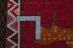 Close-up detail of 2000s Persian Gabbeh rug from Iran / Persia showing Wool weave