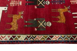 Close-up detail of 2000s Persian Gabbeh rug from Iran / Persia showing Wool weave