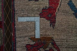 Close-up detail of 2000s Persian Gabbeh rug from Iran / Persia showing Wool weave