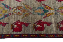 Close-up detail of 2000s Persian Gabbeh rug from Iran / Persia showing Wool weave