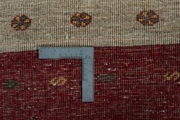 Close-up detail of 2000s Persian Gabbeh rug from Iran / Persia showing Wool weave