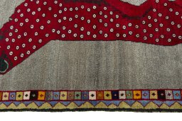 Central medallion detail of 2000s Persian Gabbeh rug from Iran / Persia